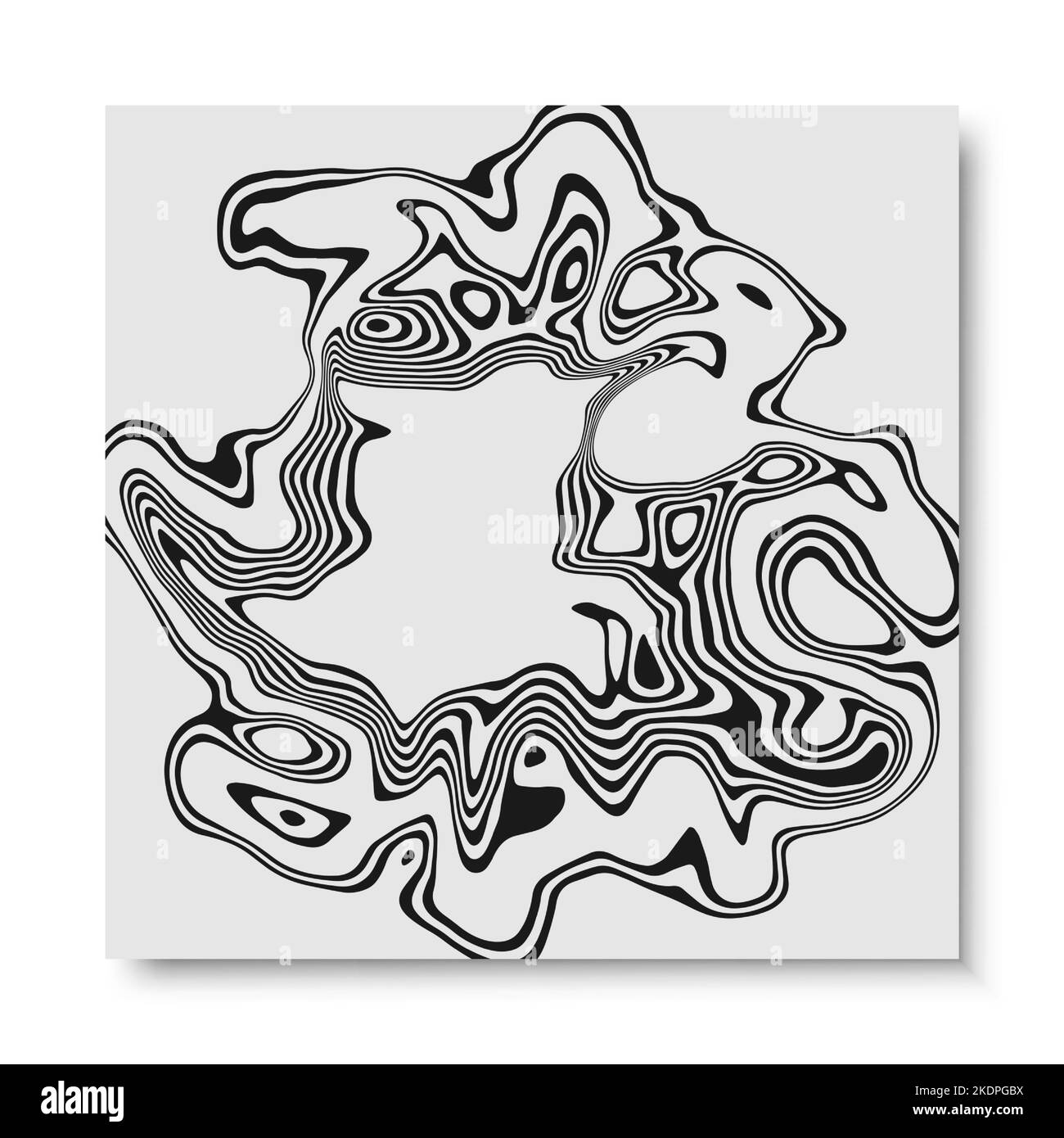 Black and white abstract circle wave design, optical illusion Stock