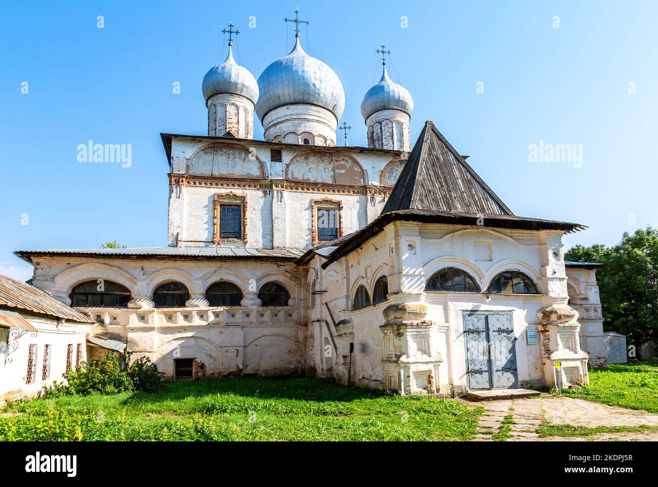 Ancient Cathedral of Our Lady of the Sign (1682-1688). Znamensky Cathedral in Veliky Novgorod, Russia Stock Photo
