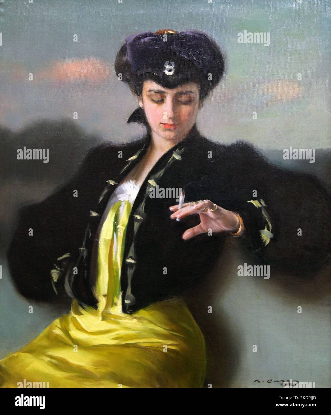 The Cigarette (1906) by Ramon Casas ( 1866 – 1932) Catalan painter Stock  Photo