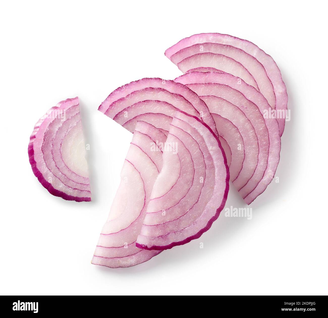 Onyon fresh raw onion slices isolated on white background, top view Stock ...
