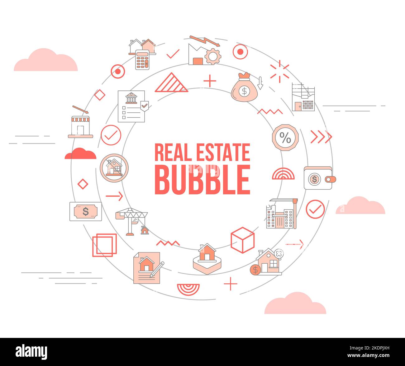 real estate bubble concept with icon set template banner and circle