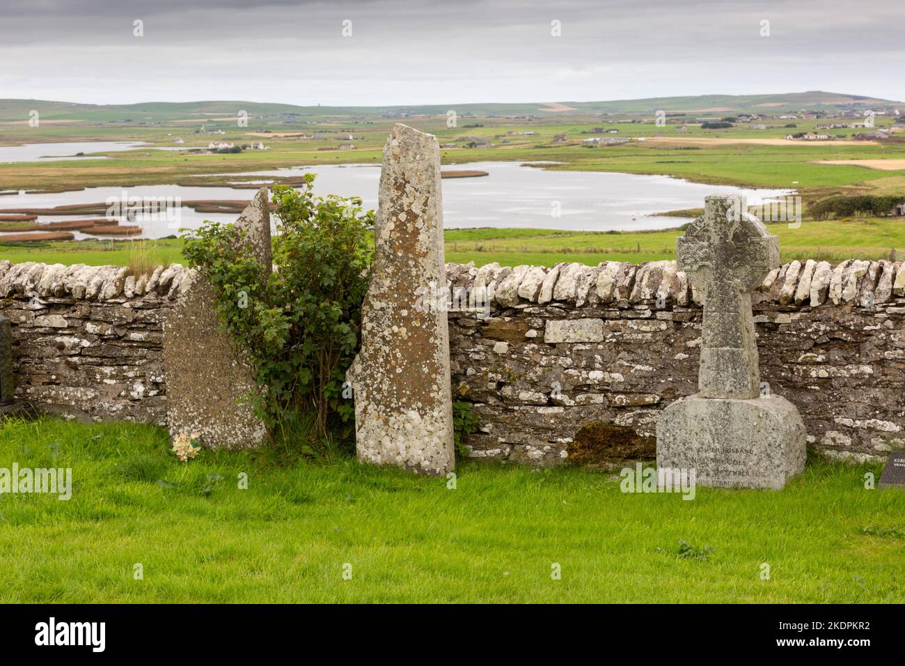 Cemetery with headstones, Orkney, UK. 2022 Stock Photo