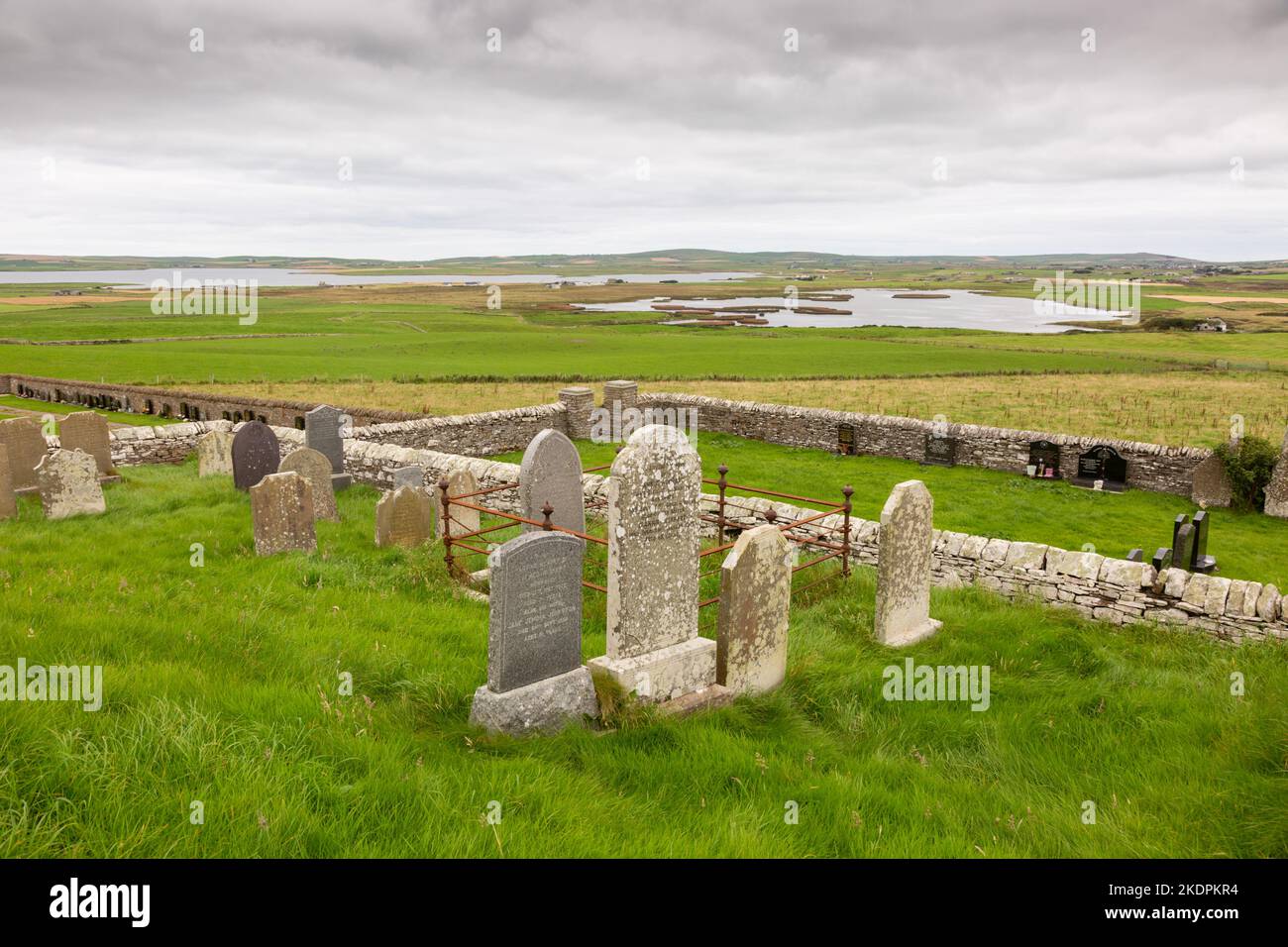 Cemetery with headstones, Orkney, UK. 2022 Stock Photo