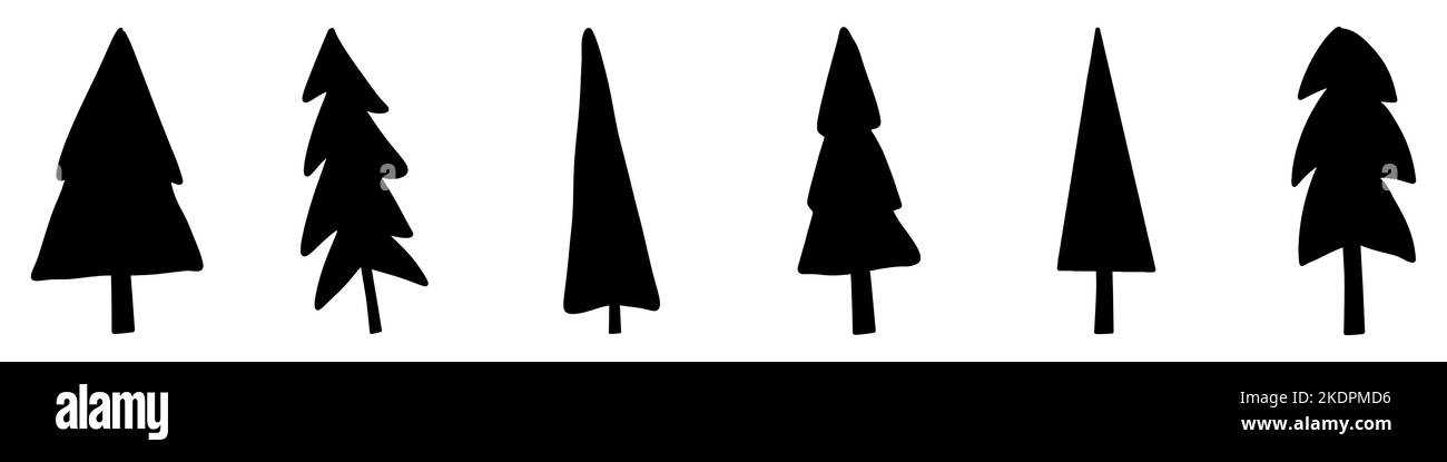 Christmas tree icon. Set of black christmas tree icons on white ...