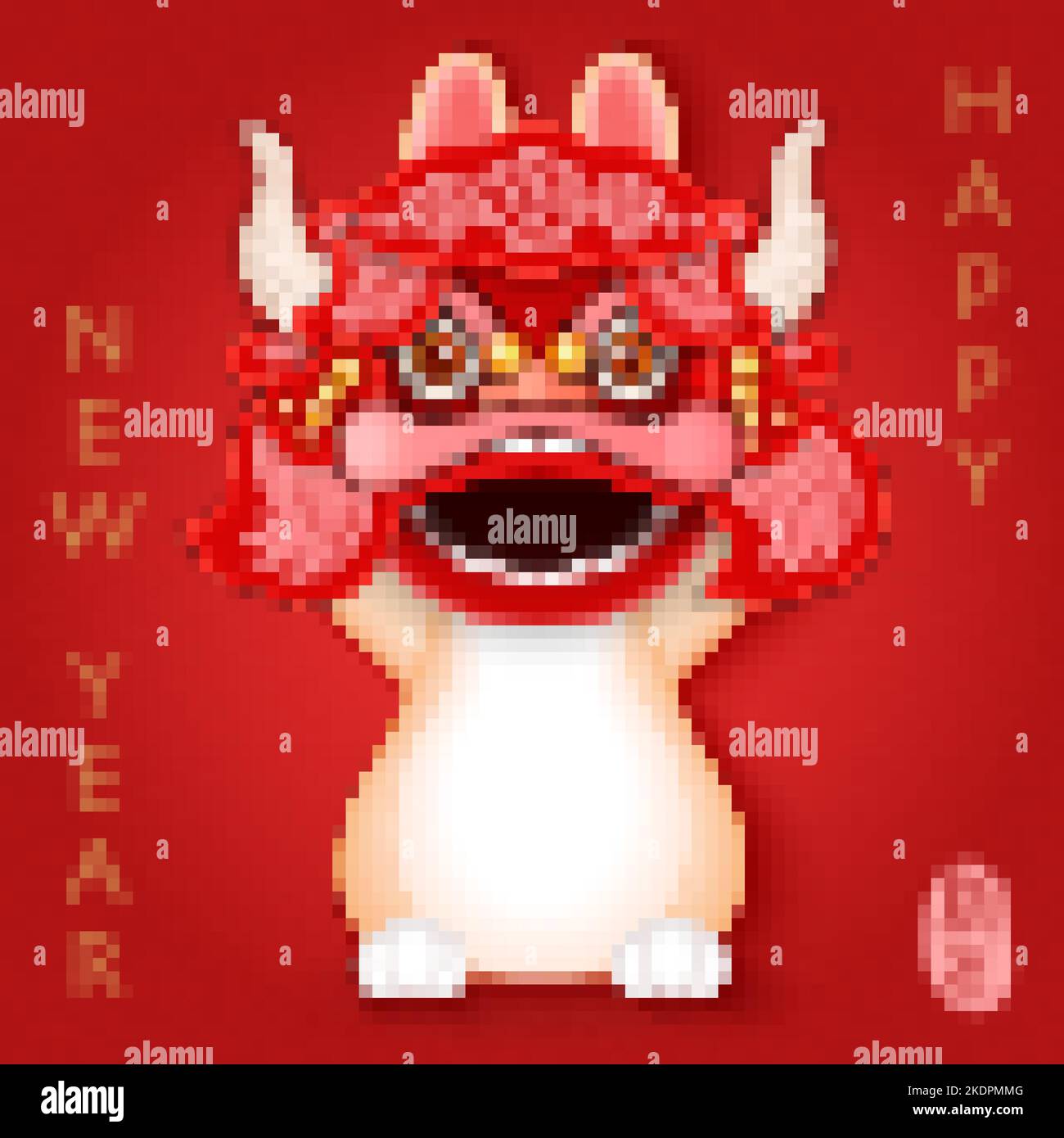 2023 Chinese new year of cute cartoon rabbit with dragon lion dance ...