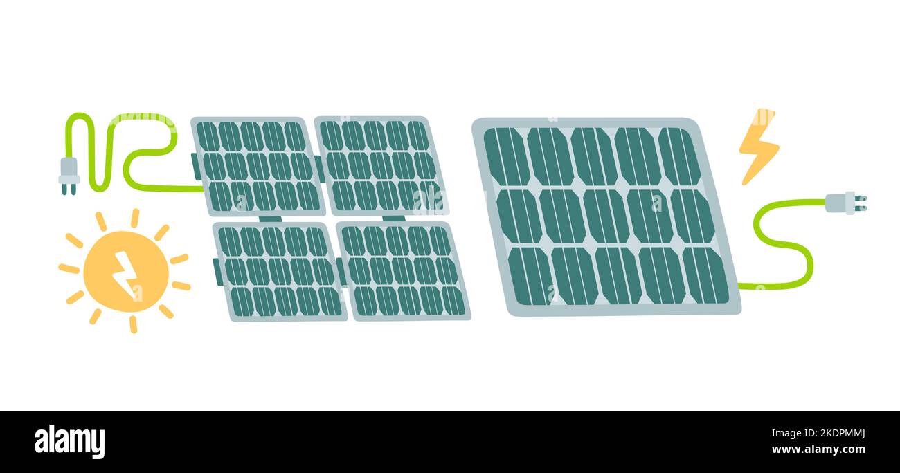 Set of solar panels, alternative renewable energy, solar energy, technological solar panels, vector  Stock Vector