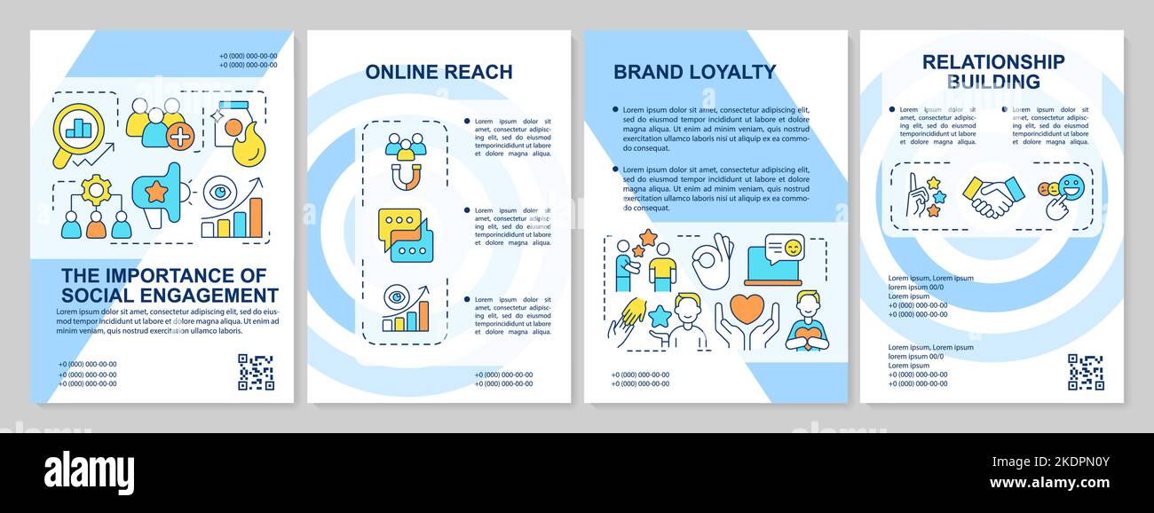Importance of social engagement blue brochure template Stock Vector ...