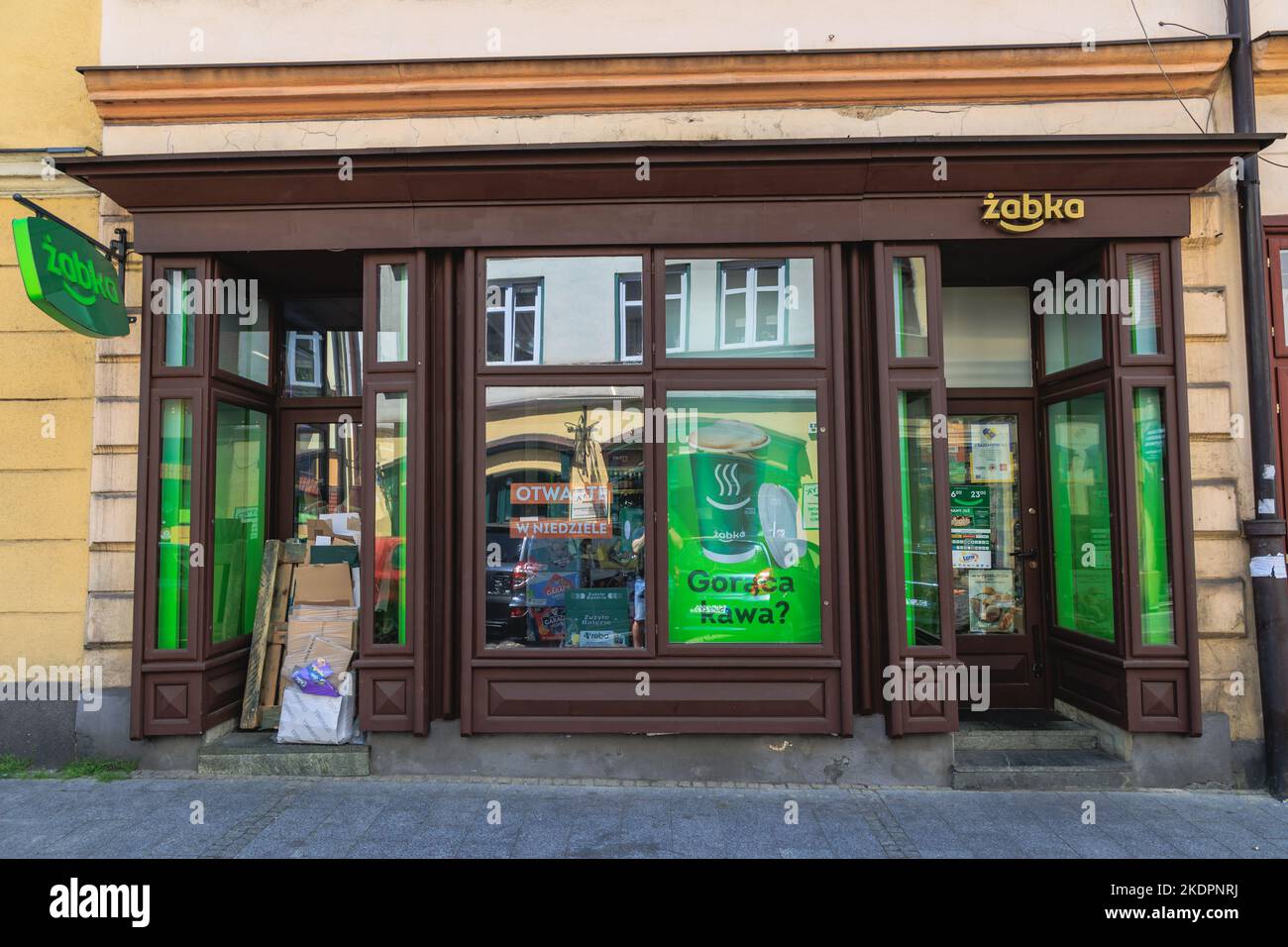 Zabka convenience store in Old Town of Cieszyn border city in Poland Stock Photo