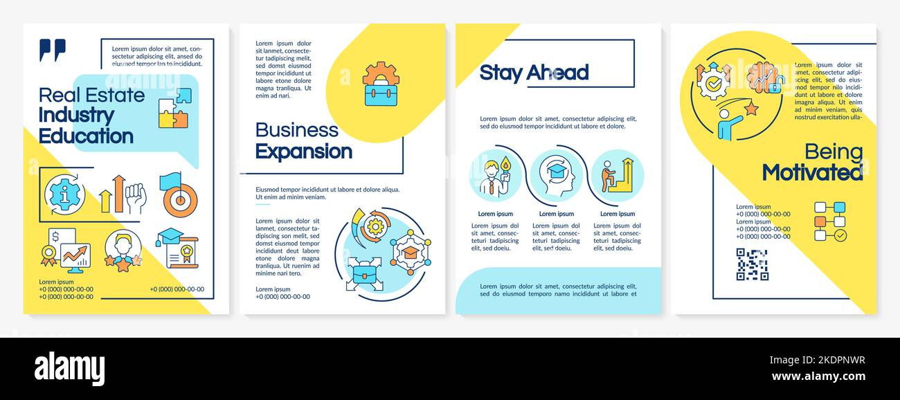 Industry specific education blue and yellow brochure template Stock ...