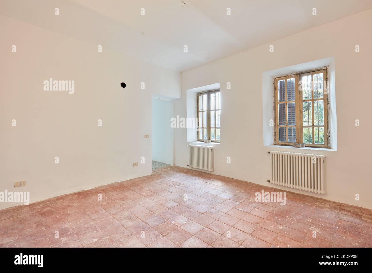 Empty room in apartment interior in old country house Stock Photo