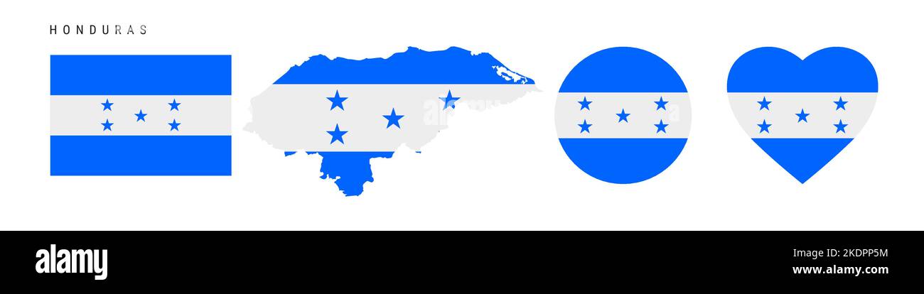 Honduras flag icon set. Honduran pennant in official colors and