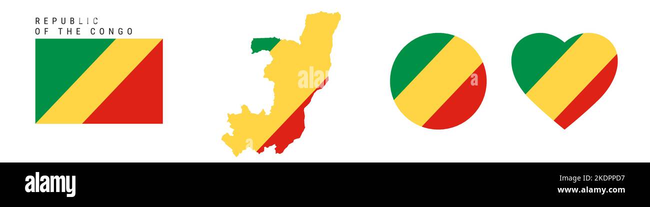 Republic of the Congo flag icon set. Congolese pennant in official ...