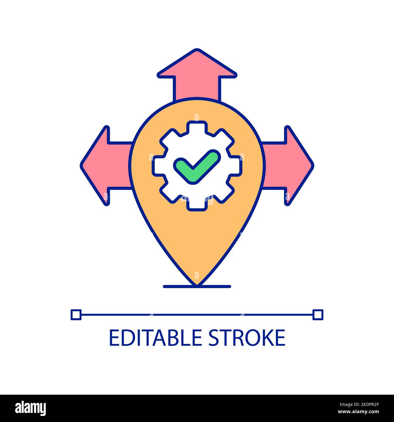 Right route RGB color icon Stock Vector