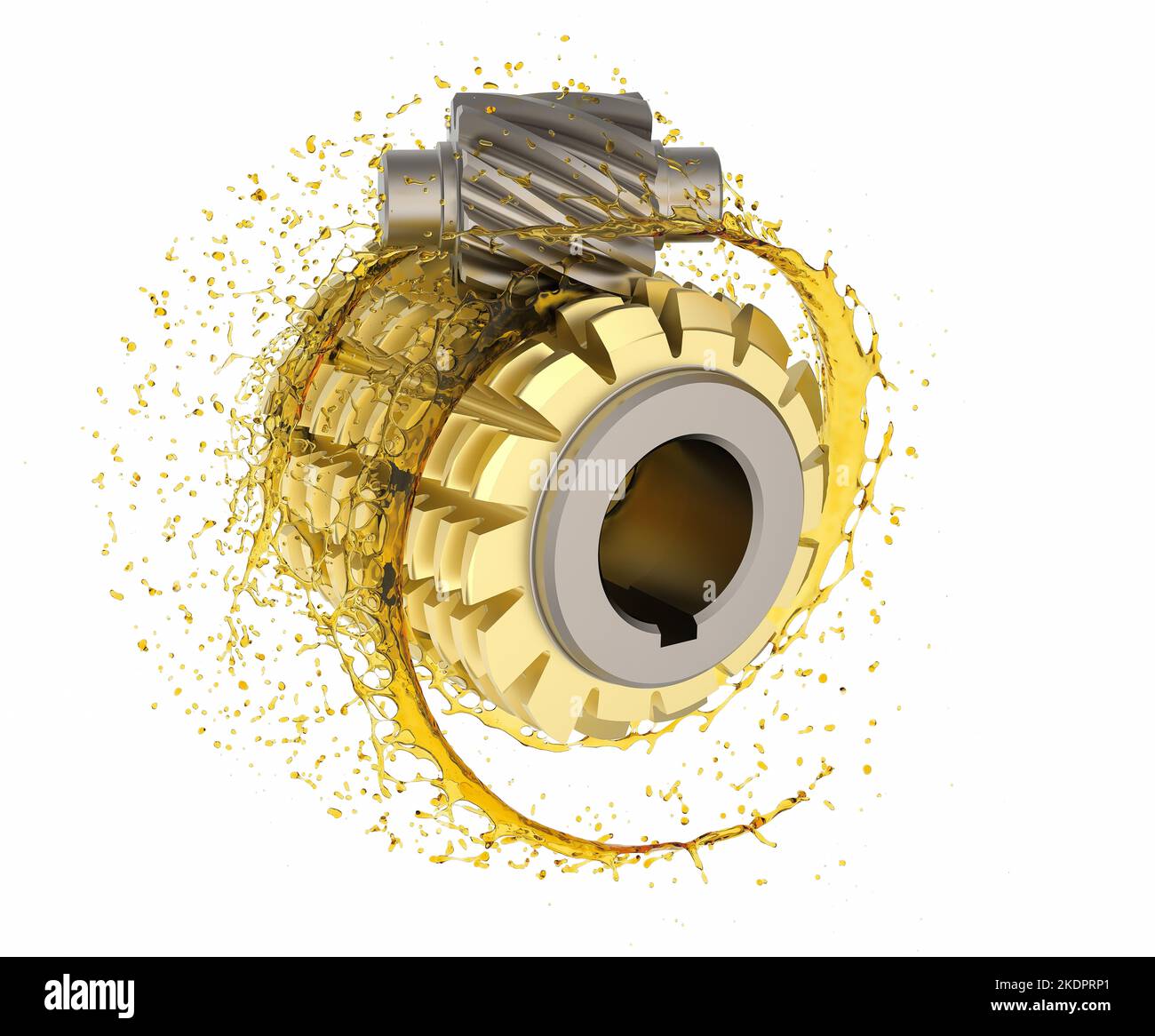 Gear hobbing of helical gear Hobbing process to cut a helical gear with lubricant oil. Stock Photo
