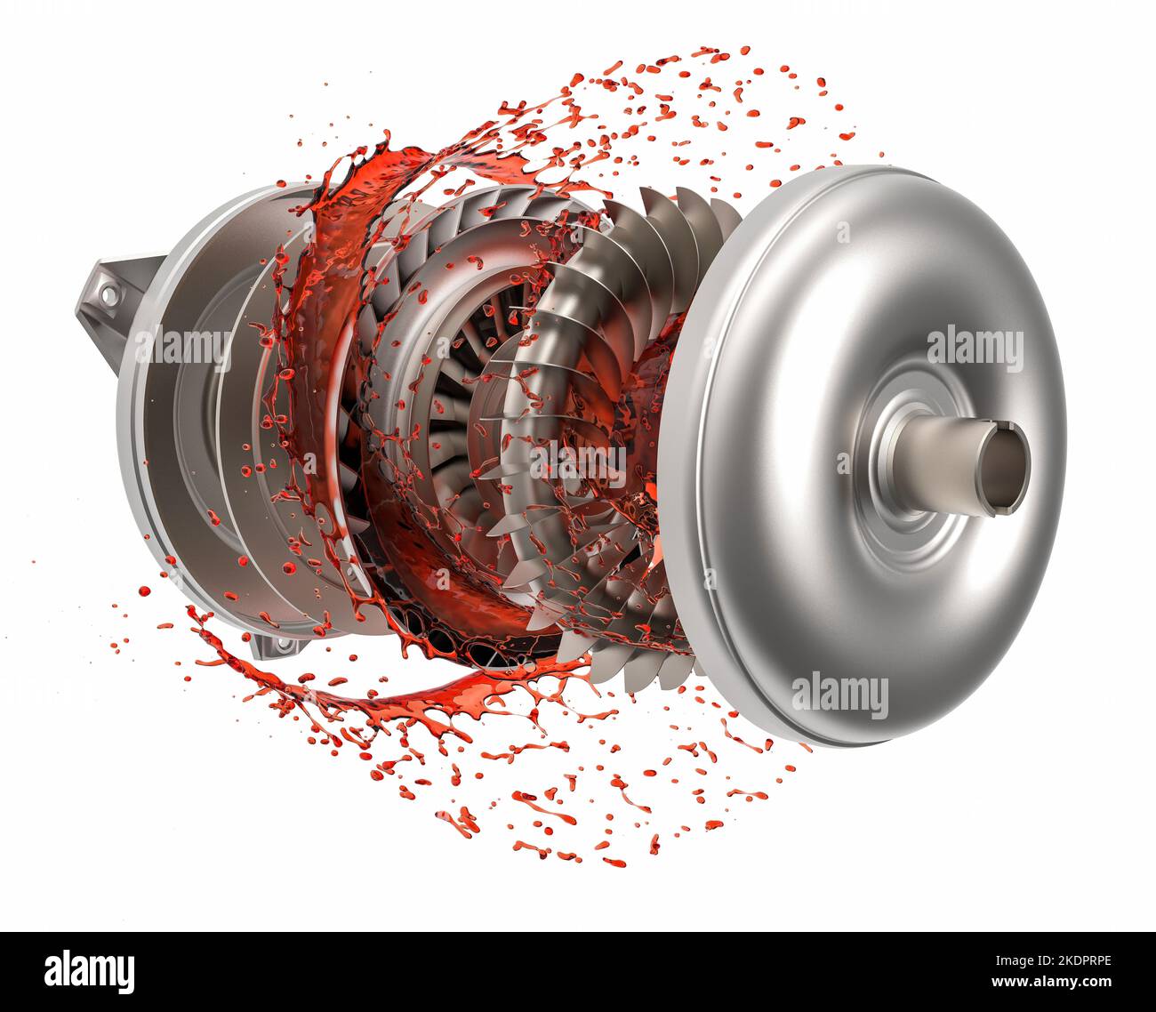 Car torque converter isolated on white background. Explode view with a