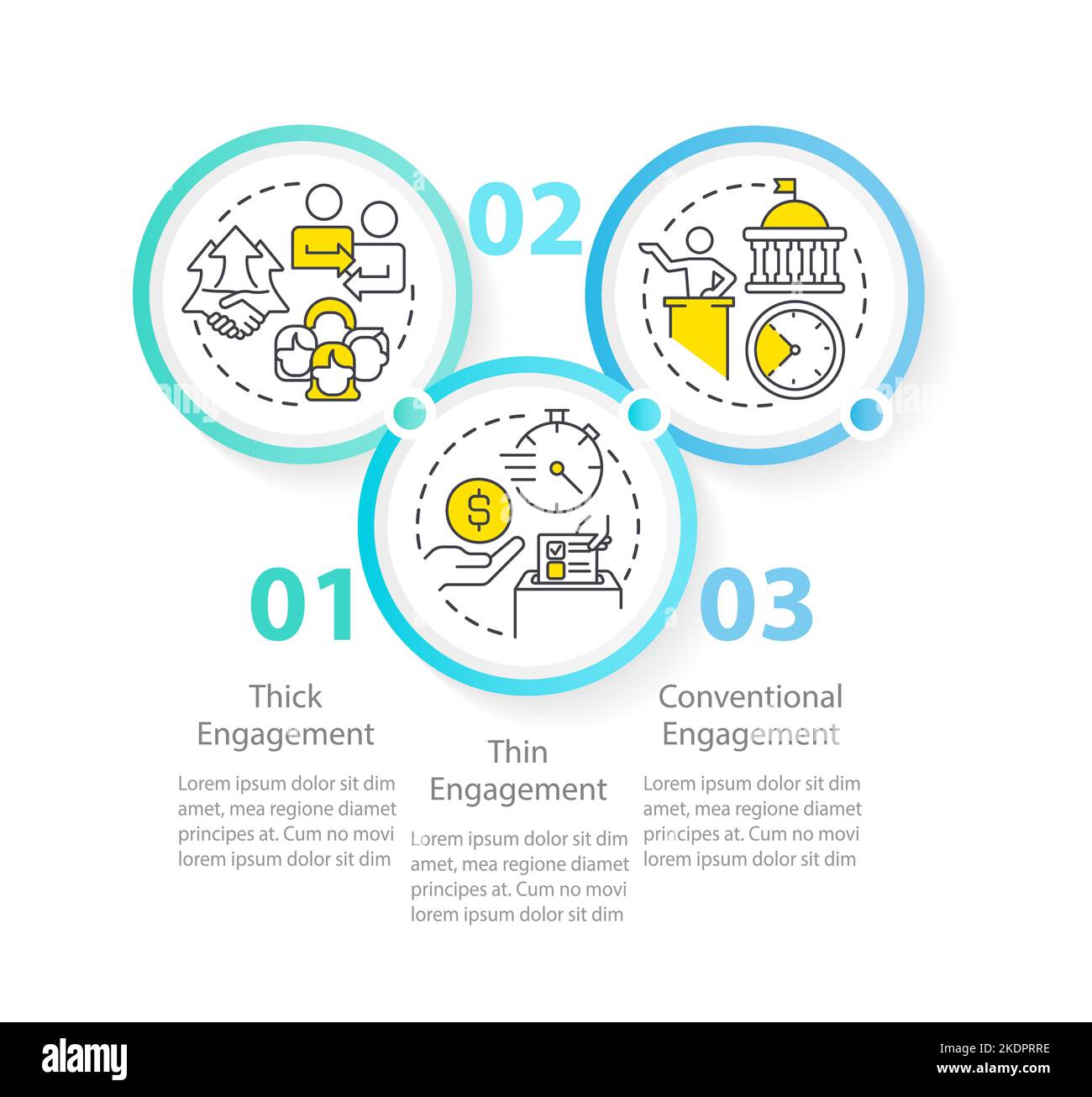 Common form of social engagement circle infographic template Stock Vector