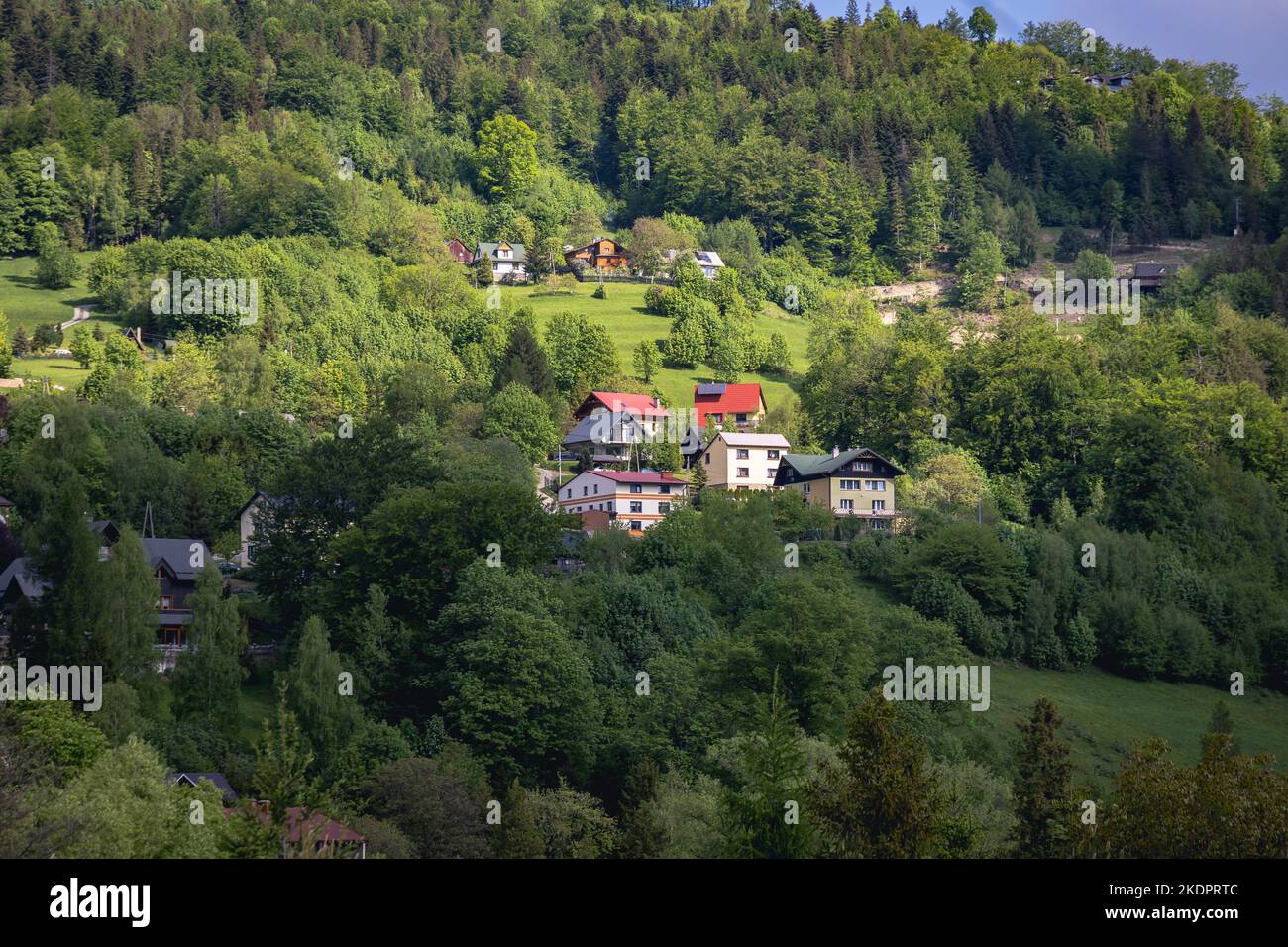 Houses in Szczyrk town in Silesian Beskids mountains, Bielsko County