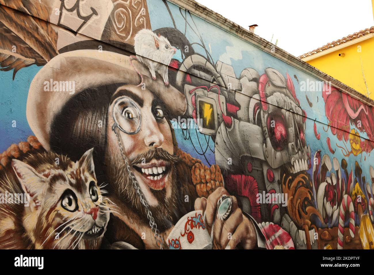 A mural on a wall in old town, Lagos, Algarve, Portugal Stock Photo
