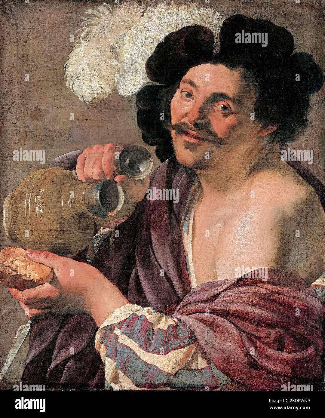 Hendrick ter Brugghen painting, The Reveller, oil on canvas, 1627 Stock Photo