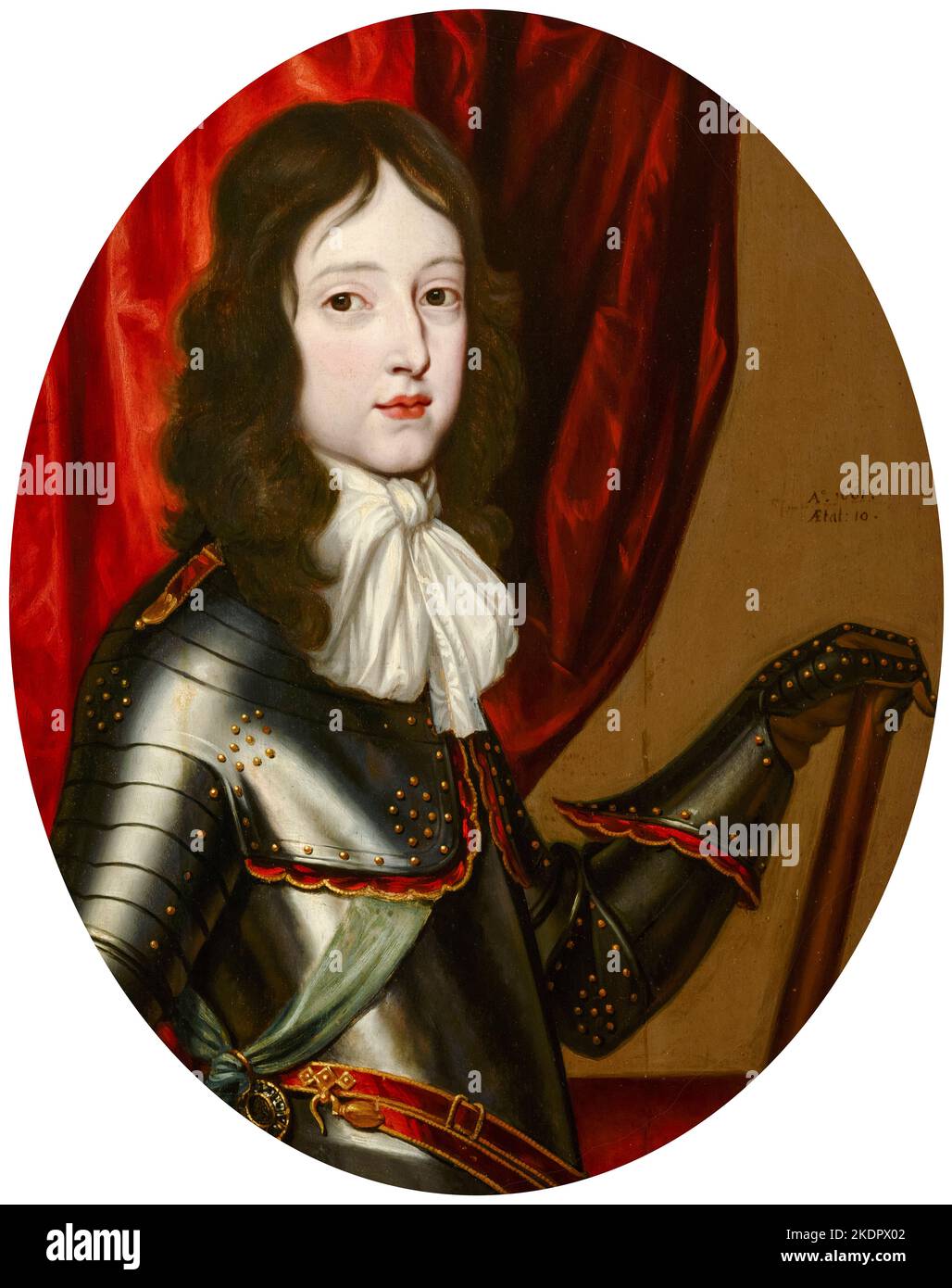 William III (1650-1702) Prince of Orange and King of England, Scotland, and Ireland (1689-1702) as a boy aged Ten, portrait painting in oil on panel by Abraham Ragueneau, 1661 Stock Photo