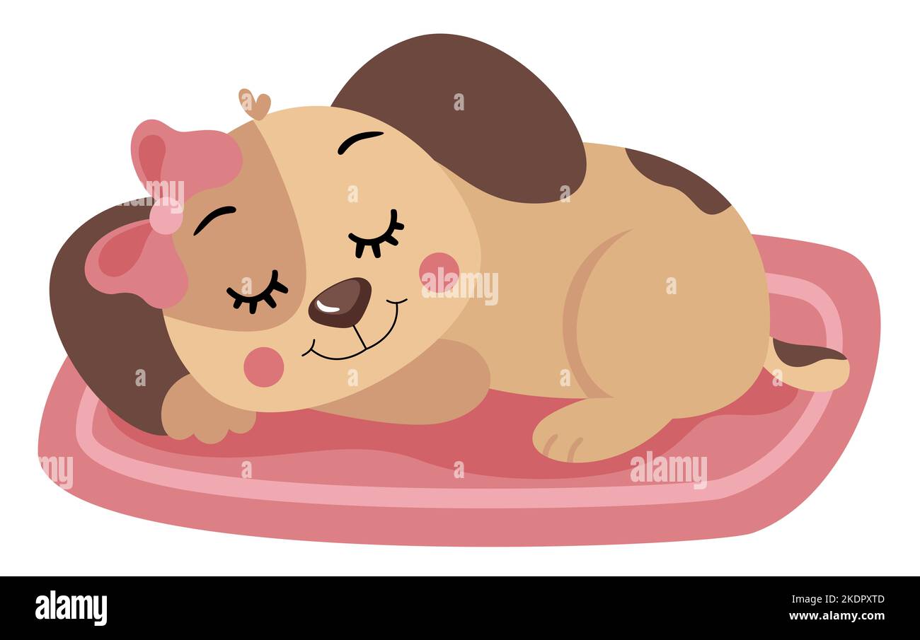 Sweet female puppy sleeping on carpet Stock Photo - Alamy