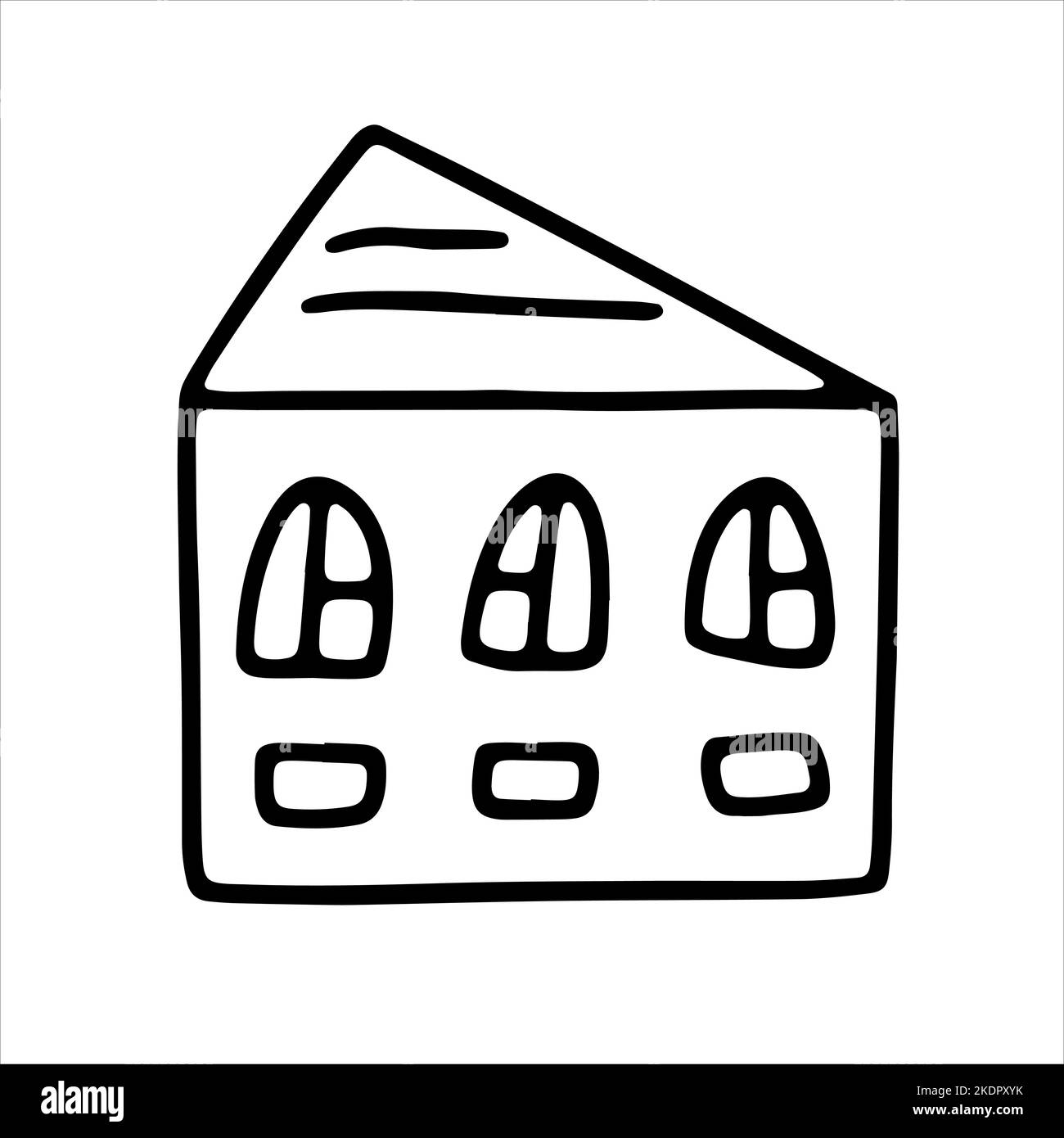 Doodle house. Sketch bw scribble style. Hand drawn build vector