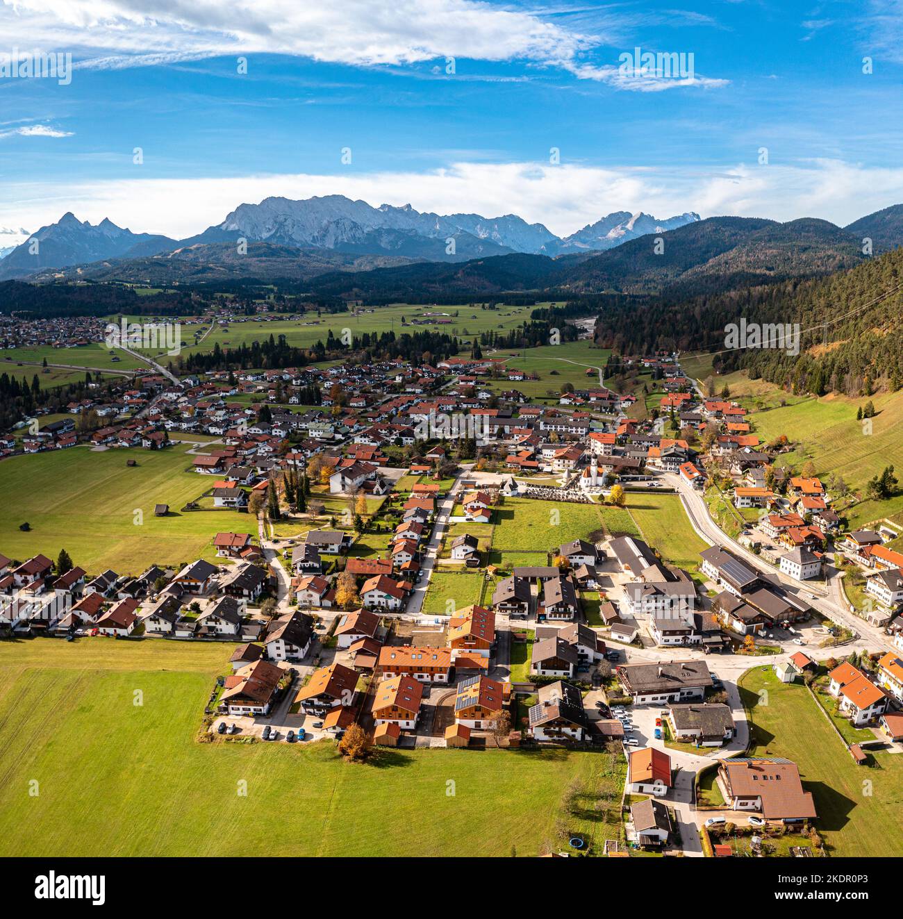 Wallgau Bavarian Alps. Karwendel Mountains. Holiday resort Stock Photo 
