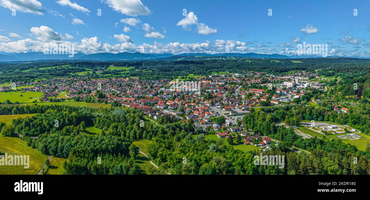 Aerial view to Peissenberg in upper bavarian alpine foreland Stock Photo