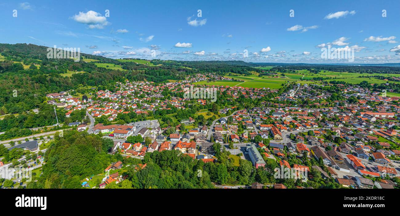 Aerial view to Peissenberg in upper bavarian alpine foreland Stock Photo