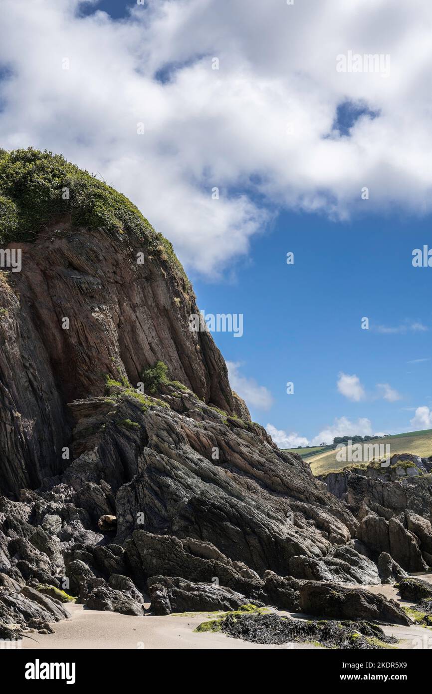 Mod Devon Cliffs Closer the high cliffs at Mothecome, Devon UK Stock Photo - Alamy