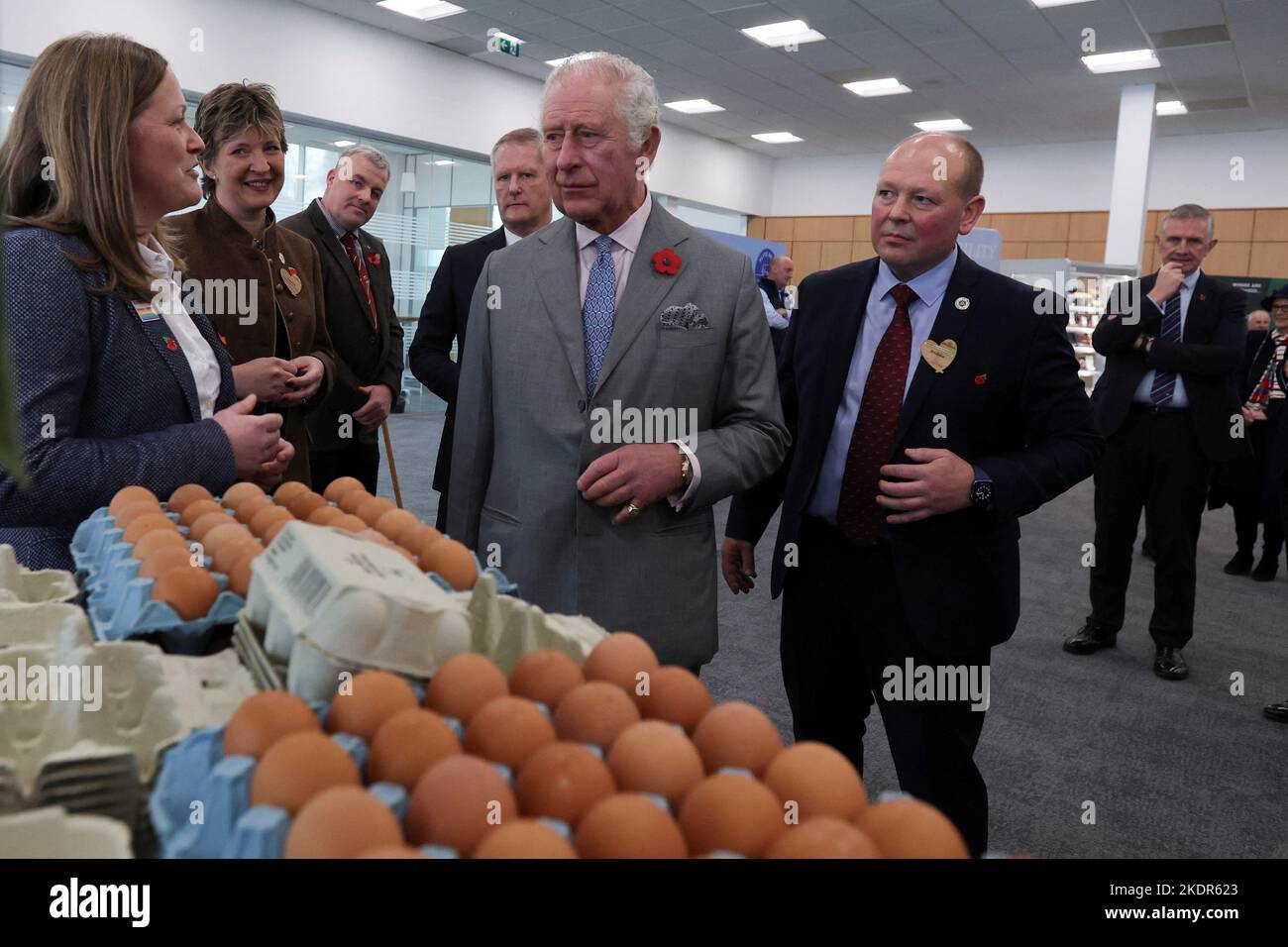 King Charles III meets staff and suppliers during a visit to the head