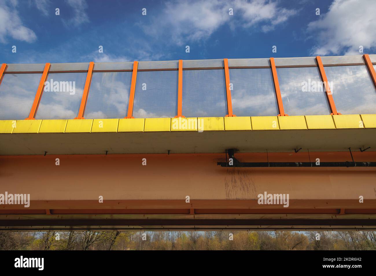 Noise barriers on Siekierkowska route in Warsaw, capital of Poland Stock Photo