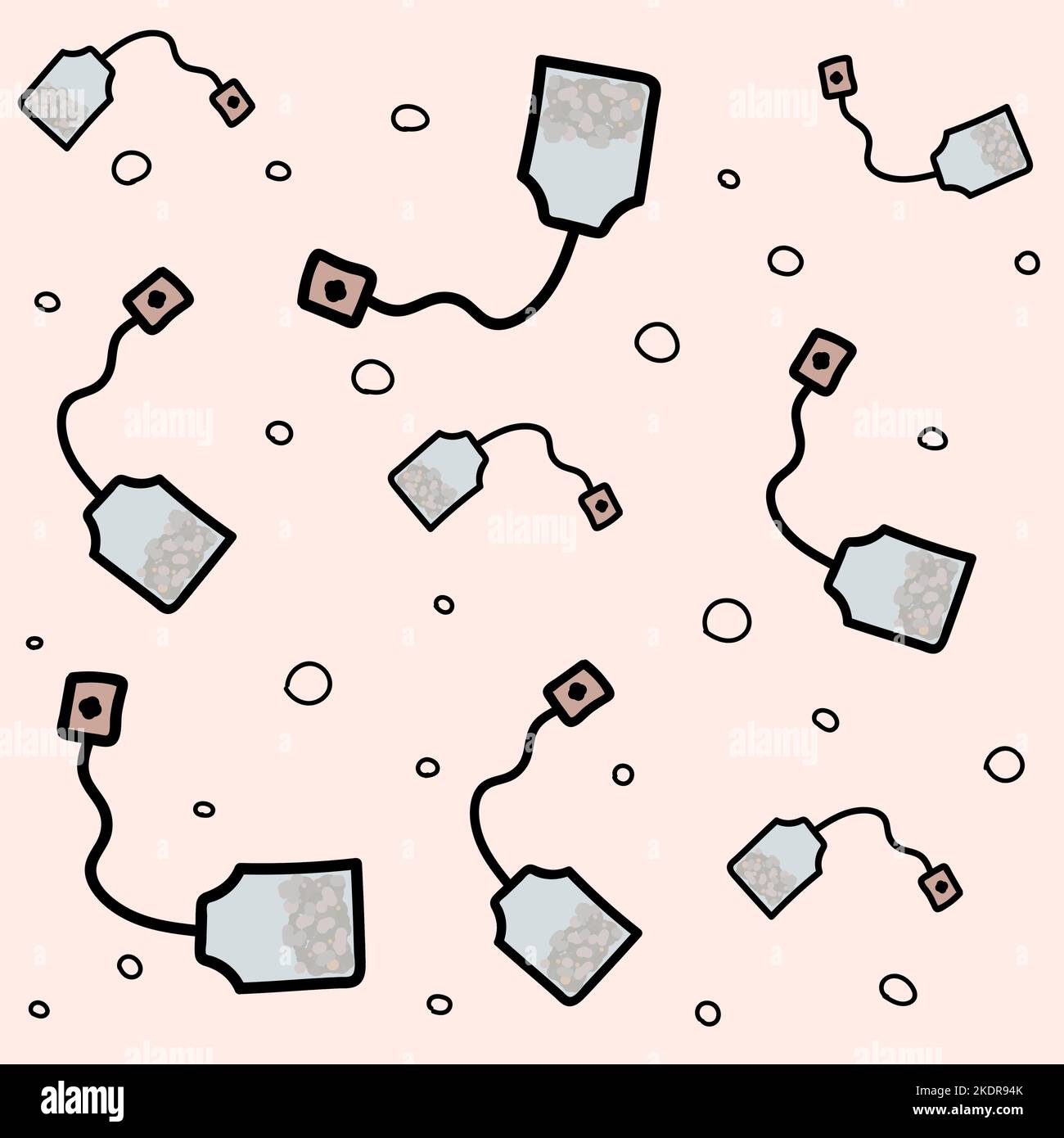 seamless pattern, tea bags on a pink background Stock Vector