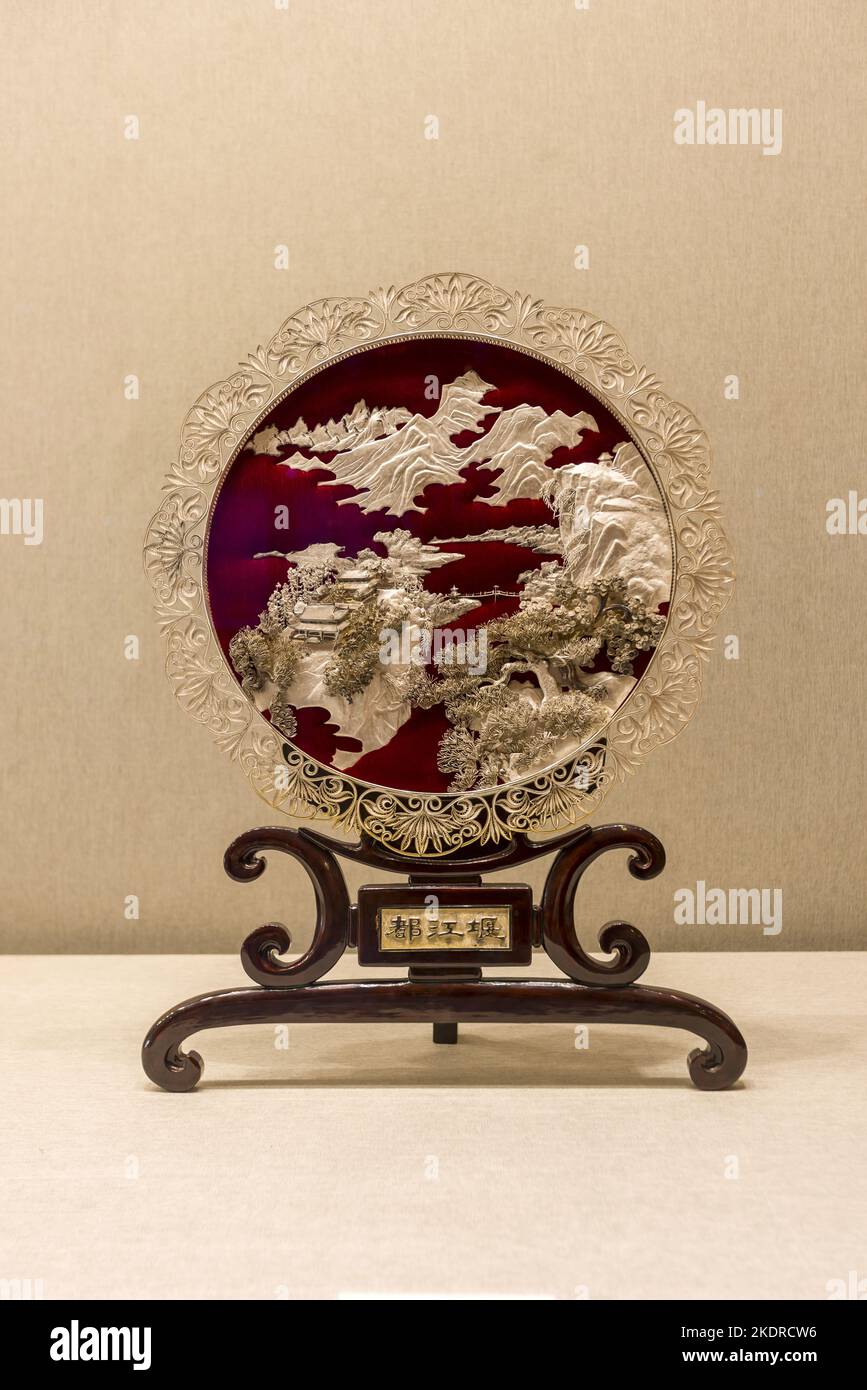 Craft art gallery hovering dujiangyan, China in the 1980 s Stock