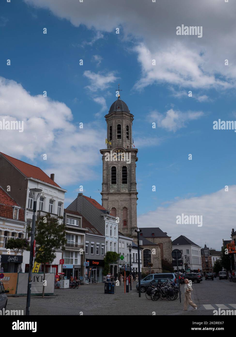 Lokeren, Belgium, August 27, 2022, the Saint Laurentius Church at the church square of Lokeren in Belgium Stock Photo