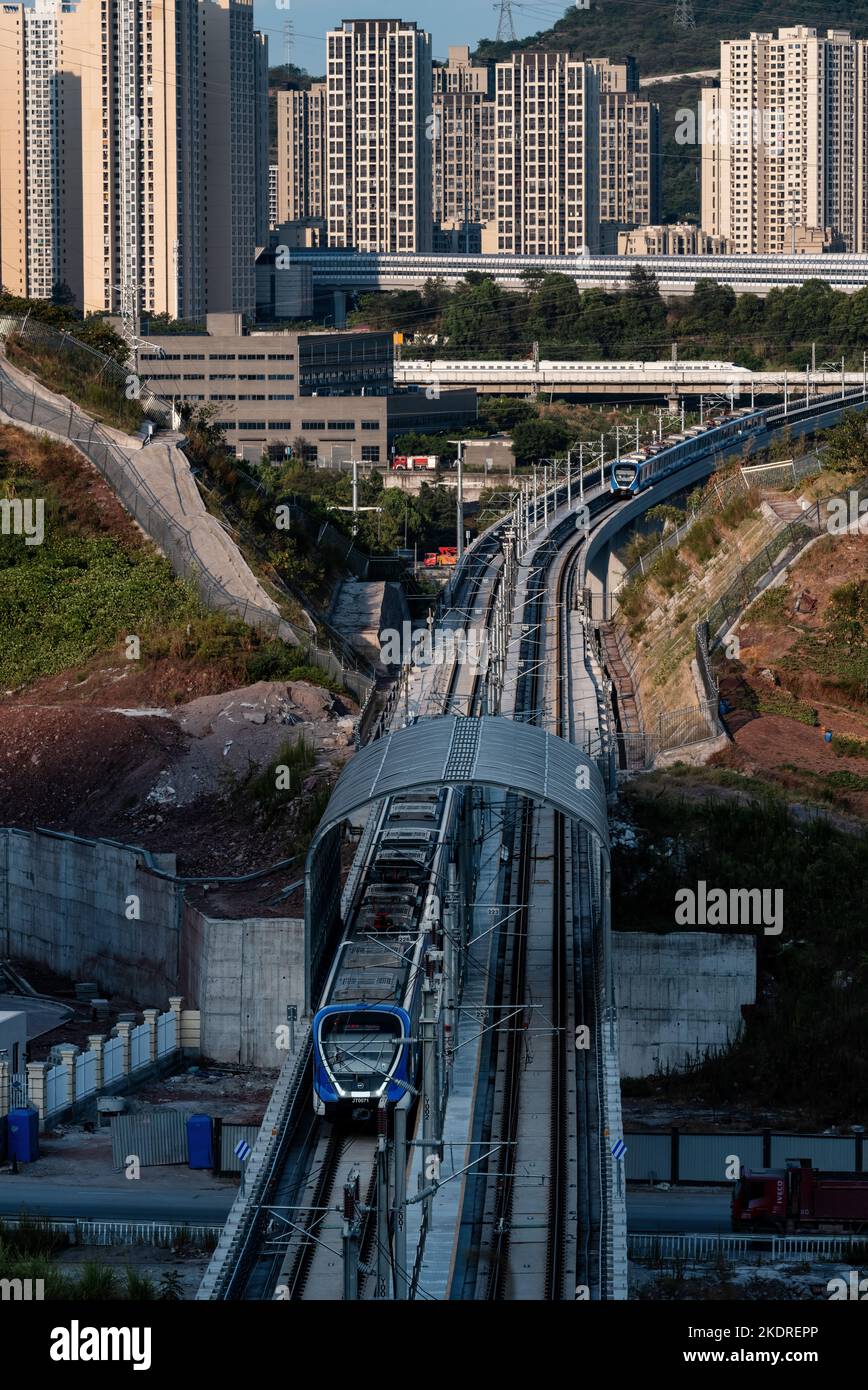 Chongqing rail transit line metro to jump the pier Stock Photo Alamy