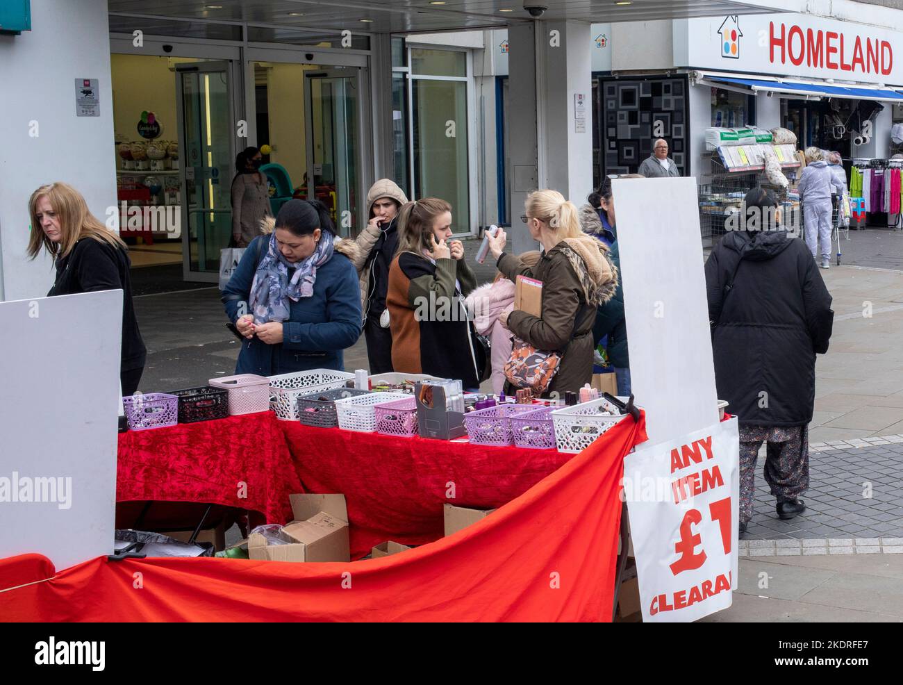 The outdoor market in West Bromwich High Street. Stock Photo