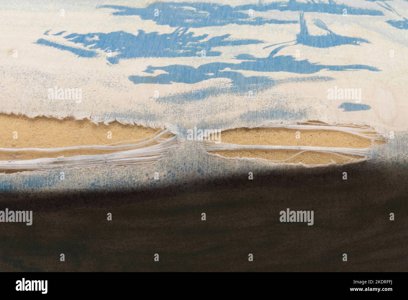 Old Torn Material Sofa Upholstery Surface Worn Fabric Furniture Vintage