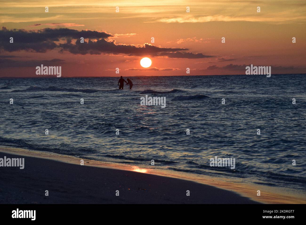 Sunset over the beach, Varadero, Cuba Stock Photo