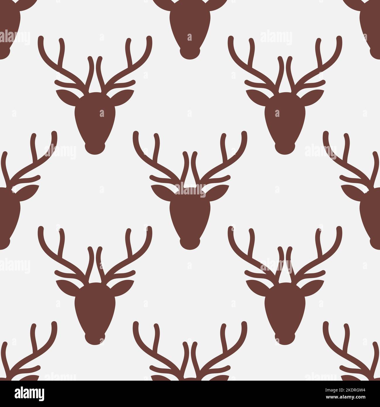 Reindeer heads seamless pattern. Vector illustration. Stock Vector