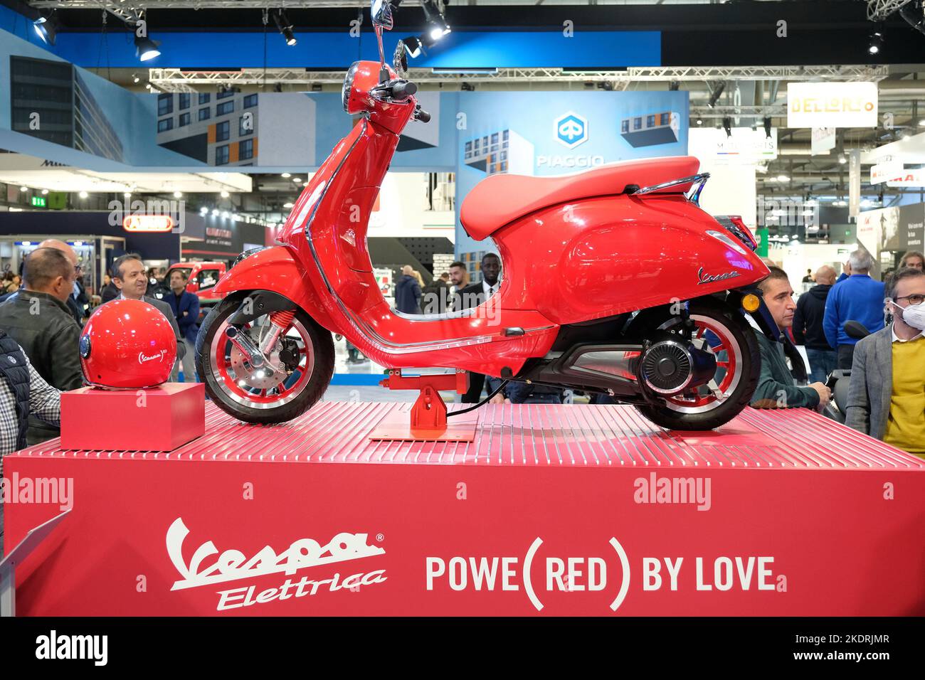 Milan, Italy, November 08, 2022, Vespa electric scooter during the News