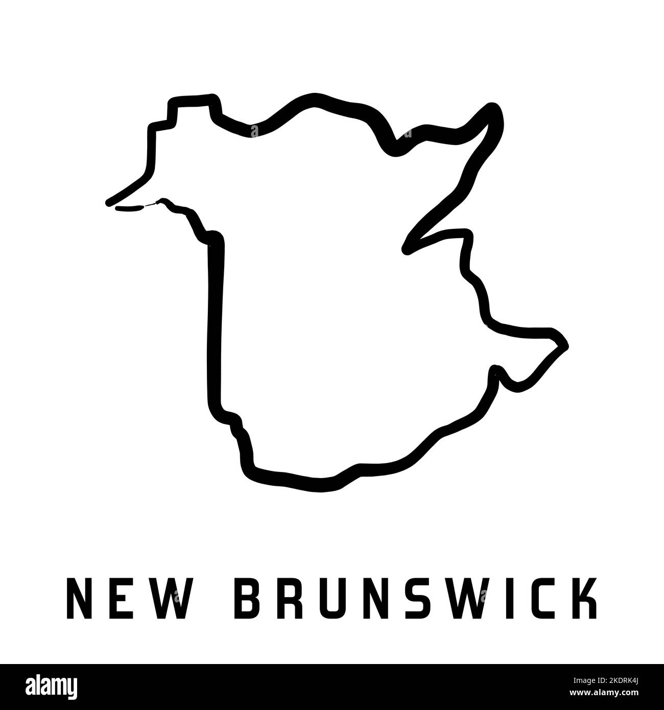 New Brunswick map outline - smooth simple hand-drawn Canadian province shape map vector. Province in Canada. Stock Vector