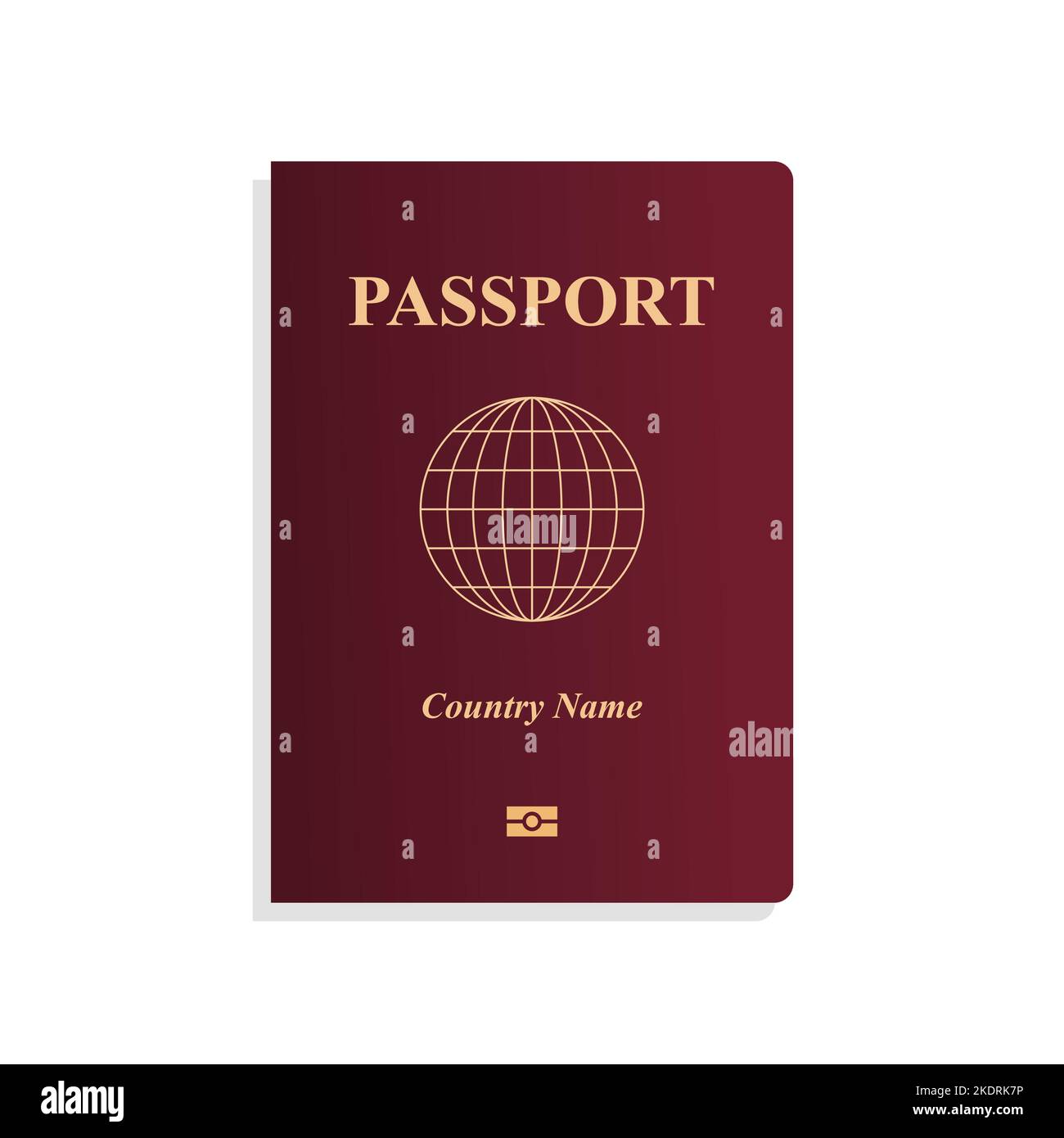 Passport cover template. Isolated red passport cover with simple globe ...