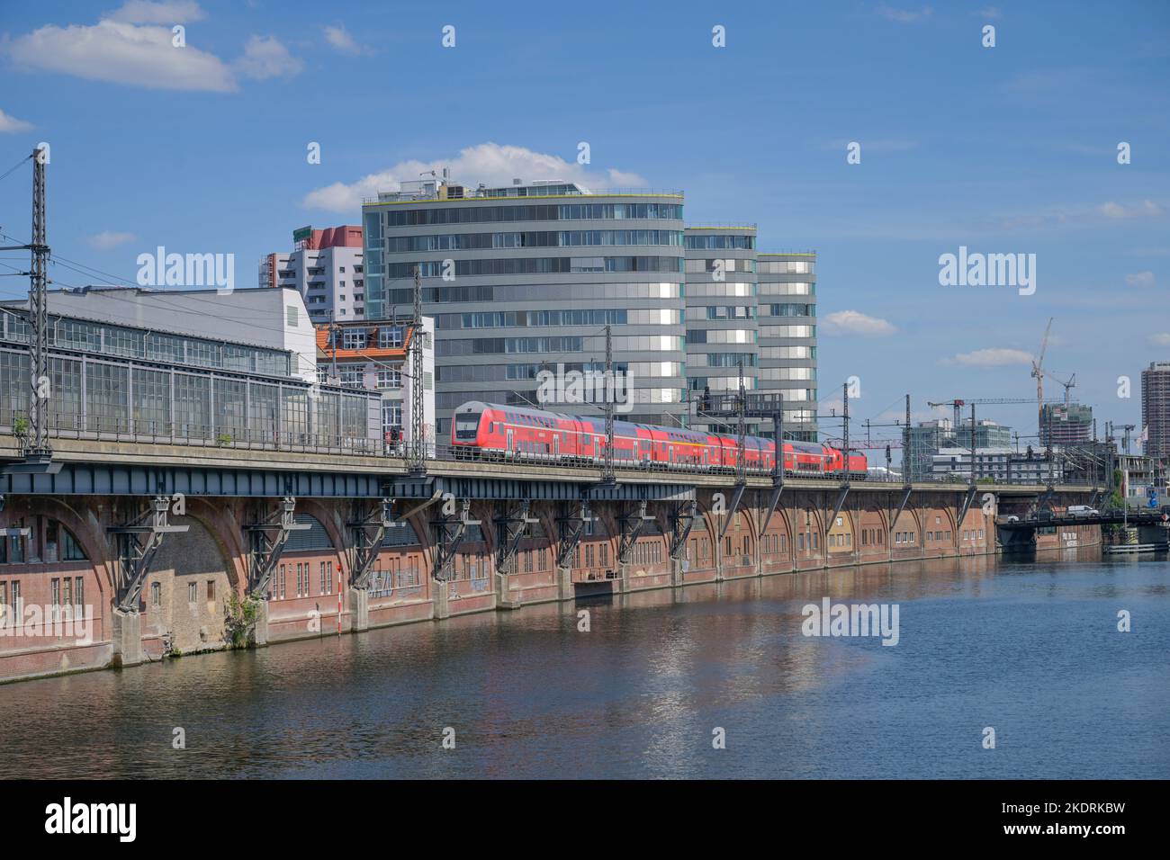 BVG Hauptsitz, Spree, Regionalbahn, Jannowitzbrücke, Mitte, Berlin, Deutschland Stock Photo