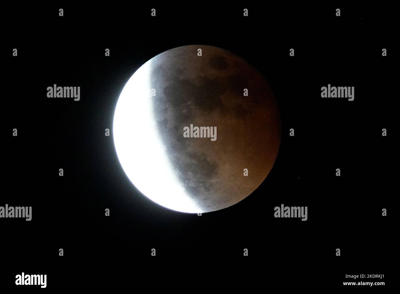 A moon is seen during a lunar eclipse, in Shanghai, China November 8, 2022. REUTERS/Aly Song Stock Photo