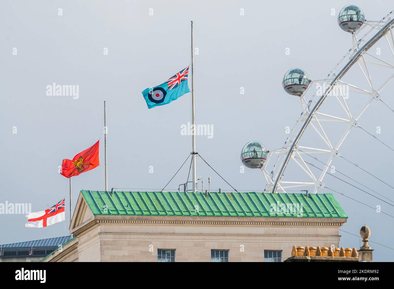 London UK 8th Nov 2022 Flags Are Flown At Half Mast Over Military   London Uk 8th Nov 2022 Flags Are Flown At Half Mast Over Military Buildings After Admiral Of The Fleet Lord Boyce Died Aged 79 He Was The Chief Of The Defence Staff From 2001 To 2003 Credit Guy Bellalamy Live News 2KDRM92 