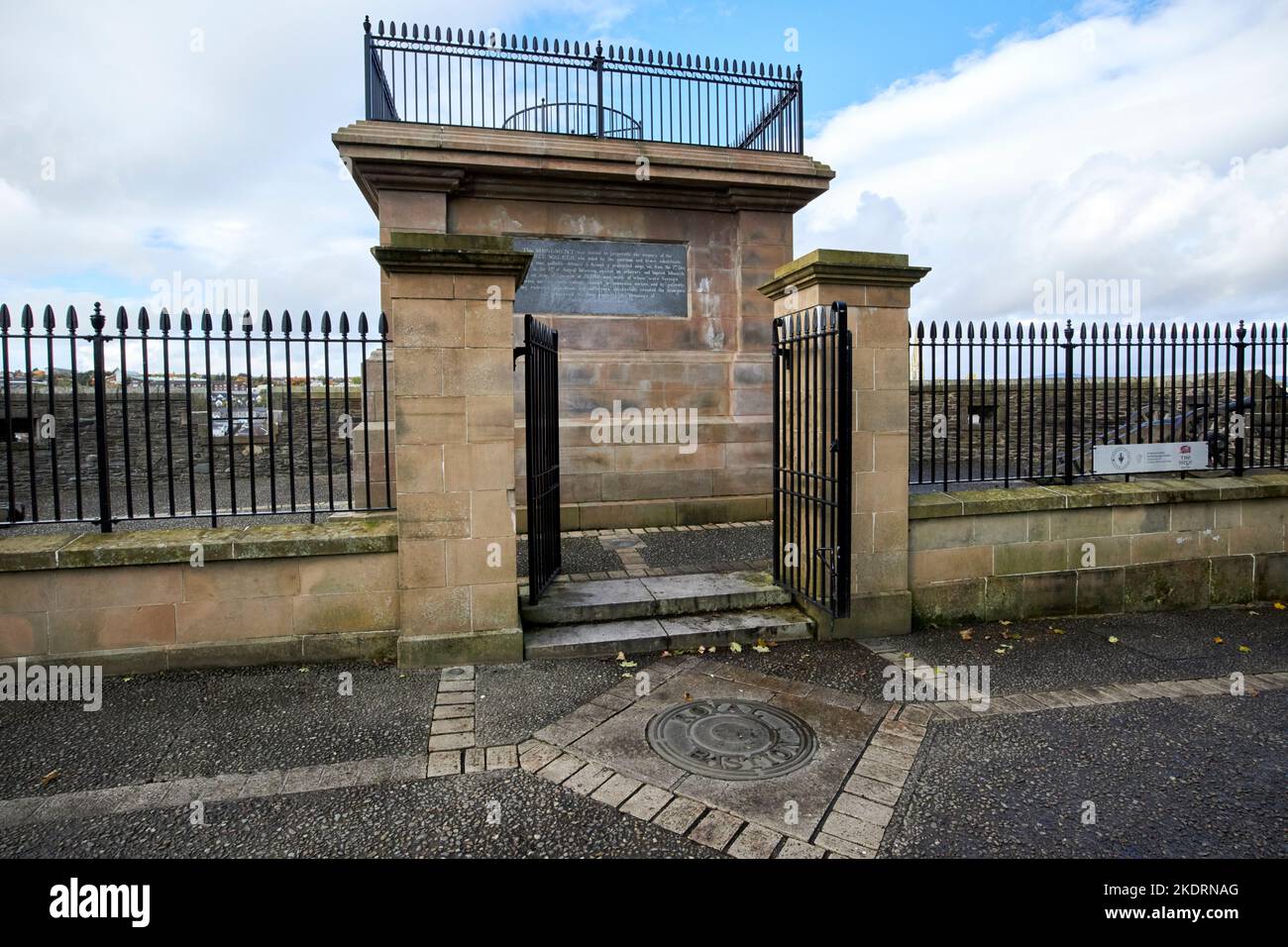 base of commemorative pillar of governor walker blown up by the ira royal bastion derry londonderry northern ireland uk Stock Photo