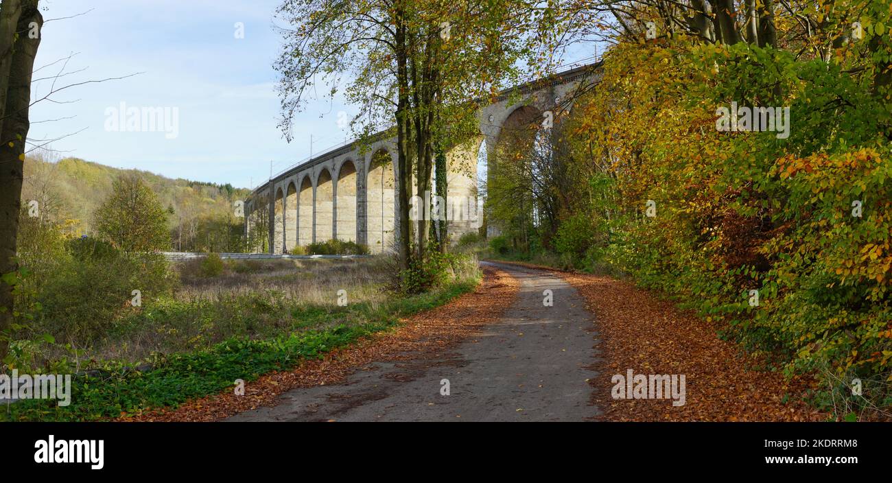 Altenbekener Eisenbahnviadukt im Herbst Stock Photo