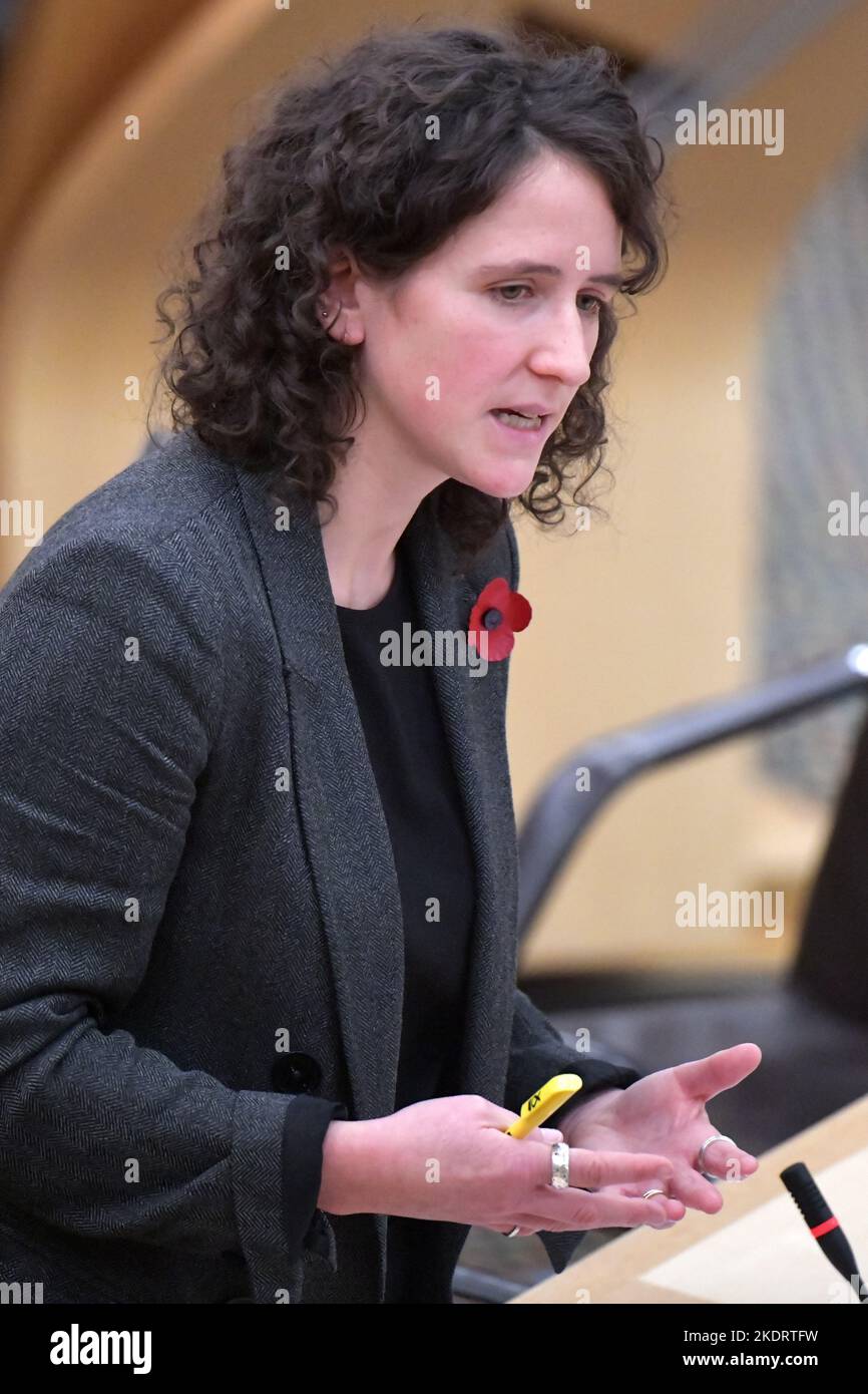 Edinburgh Scotland, UK 08 November 2022. Cabinet Secretary for Rural Affairs and Islands Mairi Gougeon at the Scottish Parliament to make a statement on the future agriculture support and food security in Scotland. credit sst/alamy live news Stock Photo