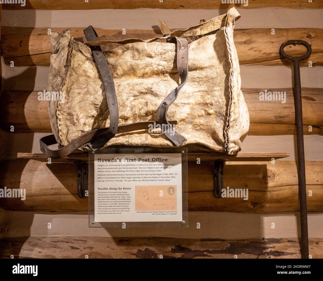 Genoa, NV, USA. 20220917. Postoffice bag, on display at the the